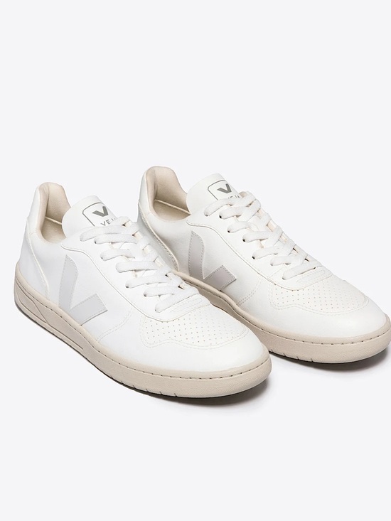 Veja Shoes - Veja V-10 CWL FULL WHITE Cream and White Women’s Low-Top Sneakers